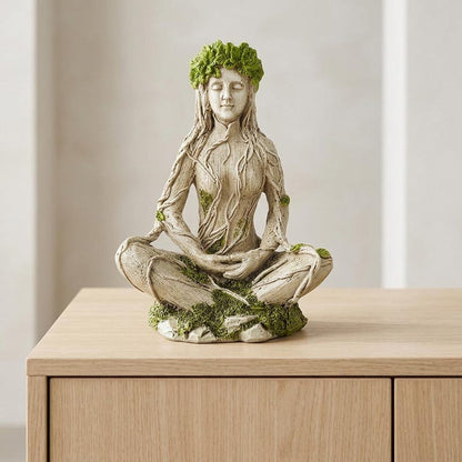 |Mother Earth & Forest God Tree Root Meditating Statue, Resin Garden Decor Figurines (2 Styles)