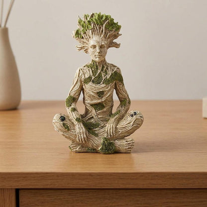 |Mother Earth & Forest God Tree Root Meditating Statue, Resin Garden Decor Figurines (2 Styles)
