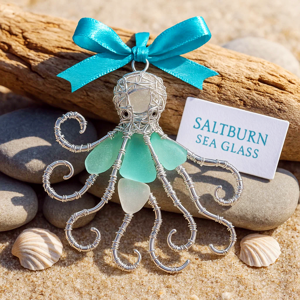 🌊 Handmade Sea Glass Ocean Ornament