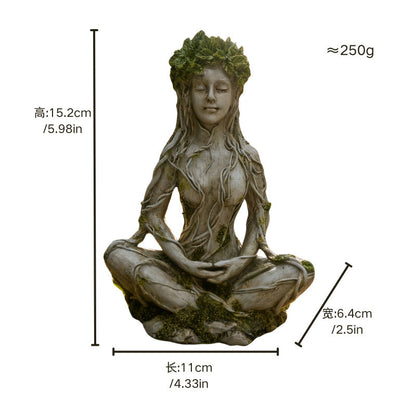 |Mother Earth & Forest God Tree Root Meditating Statue, Resin Garden Decor Figurines (2 Styles)